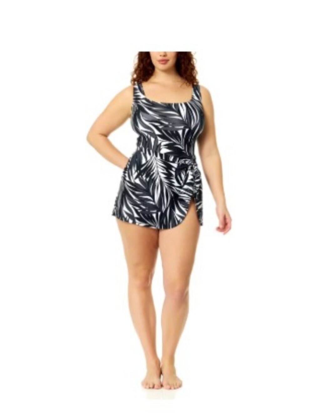 Anne Cole Wrap Tie Swim Dress Black White Size XXL